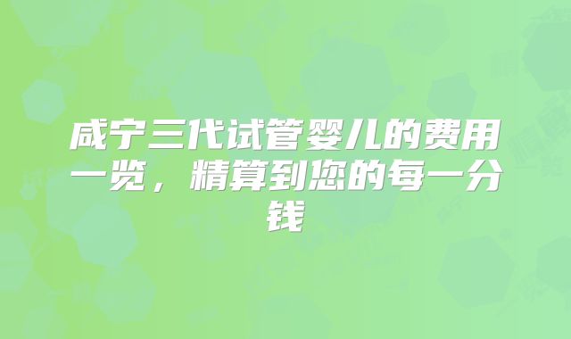 咸宁三代试管婴儿的费用一览，精算到您的每一分钱
