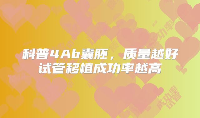 科普4Ab囊胚,质量越好试管移植成功率越高