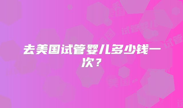 去美国试管婴儿多少钱一次？