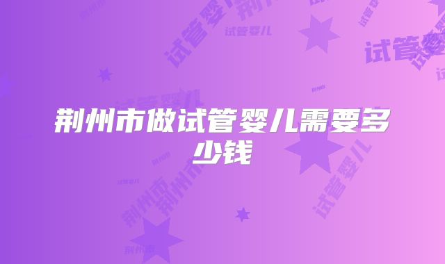 荆州市做试管婴儿需要多少钱