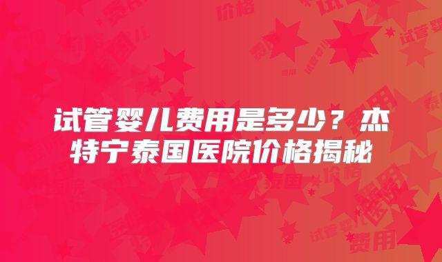 试管婴儿费用是多少？杰特宁泰国医院价格揭秘