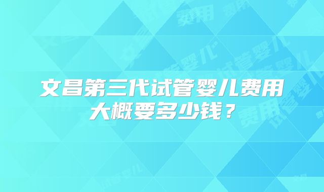文昌第三代试管婴儿费用大概要多少钱？