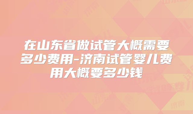 在山东省做试管大概需要多少费用-济南试管婴儿费用大概要多少钱