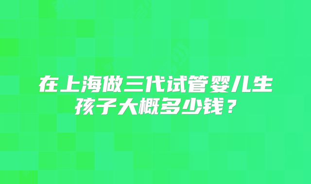 在上海做三代试管婴儿生孩子大概多少钱？