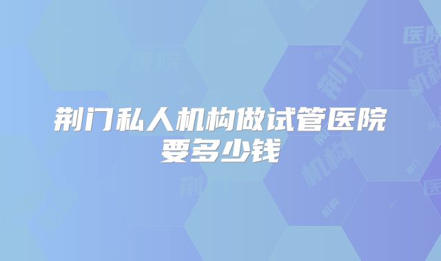 荆门私人机构做试管医院要多少钱