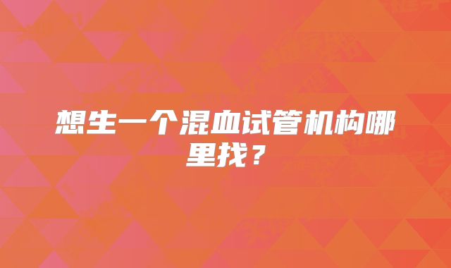 想生一个混血试管机构哪里找？
