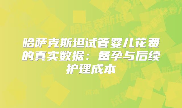 哈萨克斯坦试管婴儿花费的真实数据：备孕与后续护理成本