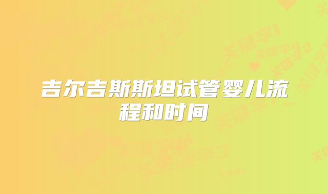 吉尔吉斯斯坦试管婴儿流程和时间
