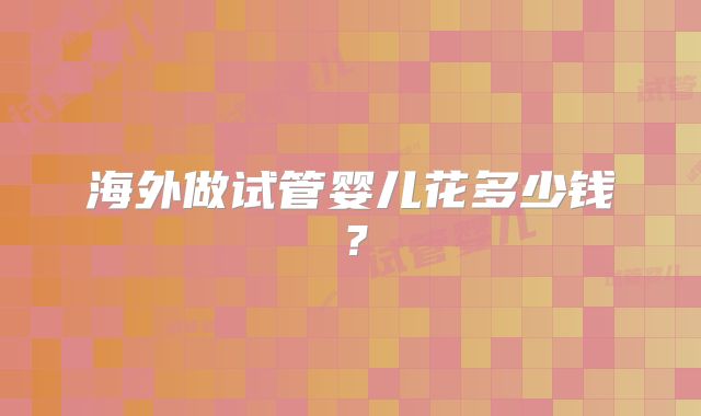海外做试管婴儿花多少钱？