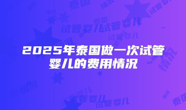 2025年泰国做一次试管婴儿的费用情况