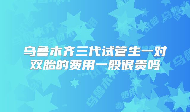 乌鲁木齐三代试管生一对双胎的费用一般很贵吗