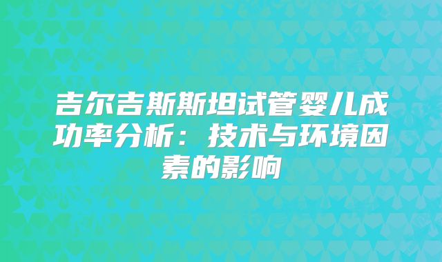 吉尔吉斯斯坦试管婴儿成功率分析:技术与环境因素的影响