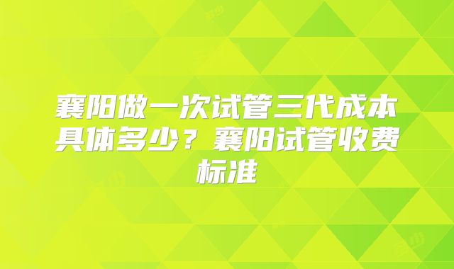 襄阳做一次试管三代成本具体多少？襄阳试管收费标准