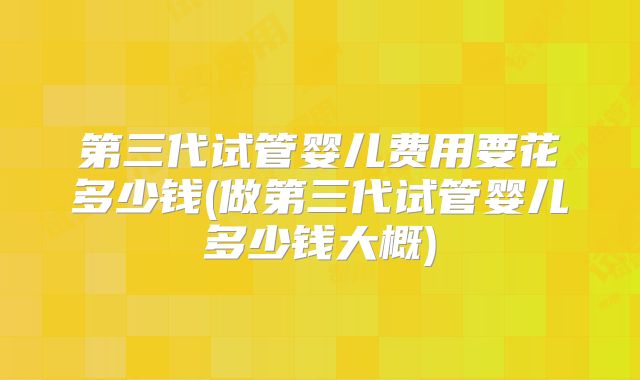 第三代试管婴儿费用要花多少钱(做第三代试管婴儿多少钱大概)