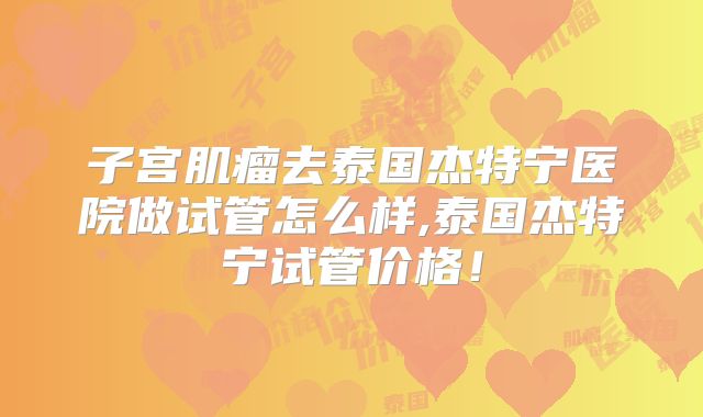 子宫肌瘤去泰国杰特宁医院做试管怎么样,泰国杰特宁试管价格！