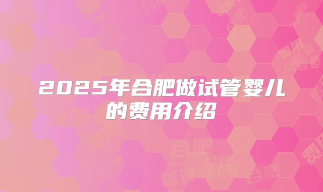 2025年合肥做试管婴儿的费用介绍