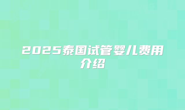 2025泰国试管婴儿费用介绍