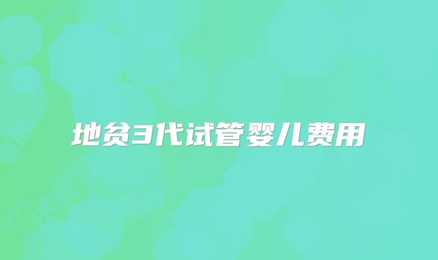地贫3代试管婴儿费用