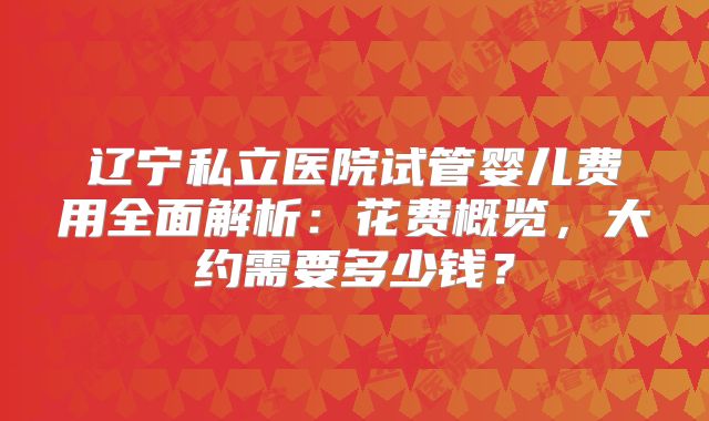 辽宁私立医院试管婴儿费用全面解析:花费概览,大约需要多少钱?