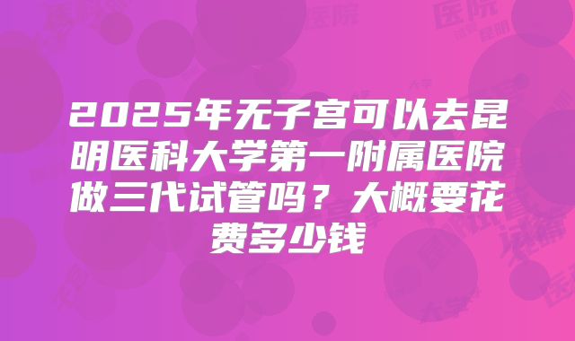 2025年无子宫可以去昆明医科大学第一附属医院做三代试管吗？大概要花费多少钱