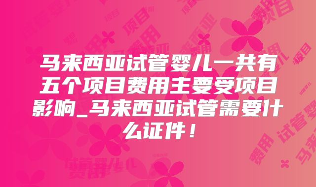 马来西亚试管婴儿一共有五个项目费用主要受项目影响_马来西亚试管需要什么证件!