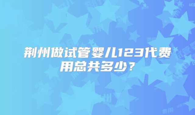 荆州做试管婴儿123代费用总共多少？