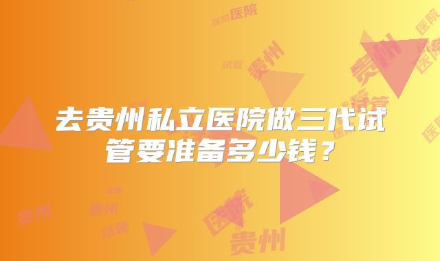 去贵州私立医院做三代试管要准备多少钱？