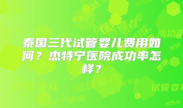 泰国三代试管婴儿费用如何?杰特宁医院成功率怎样?