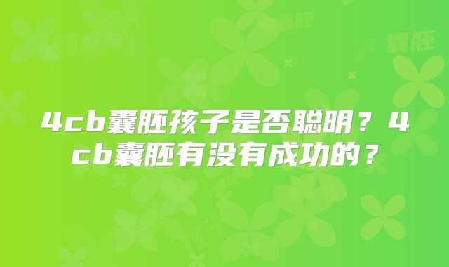 4cb囊胚孩子是否聪明?4cb囊胚有没有成功的?