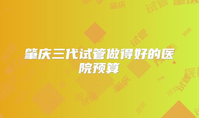 肇庆三代试管做得好的医院预算