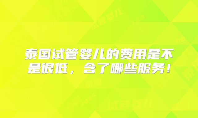 泰国试管婴儿的费用是不是很低，含了哪些服务！