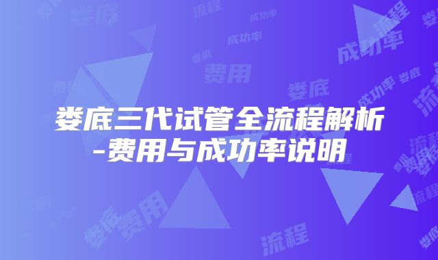 娄底三代试管全流程解析-费用与成功率说明