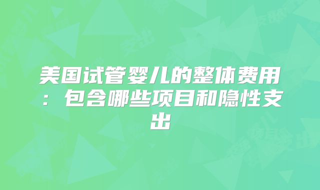 美国试管婴儿的整体费用：包含哪些项目和隐性支出
