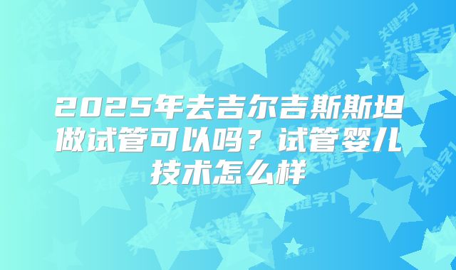 2025年去吉尔吉斯斯坦做试管可以吗？试管婴儿技术怎么样