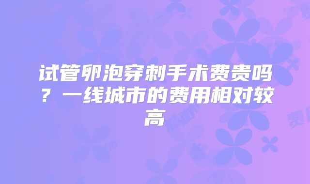 试管卵泡穿刺手术费贵吗？一线城市的费用相对较高