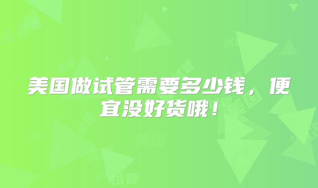 美国做试管需要多少钱,便宜没好货哦!