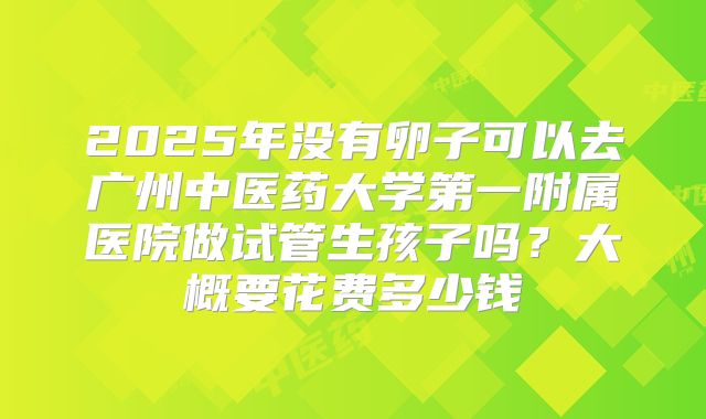 2025年没有卵子可以去广州中医药大学第一附属医院做试管生孩子吗？大概要花费多少钱