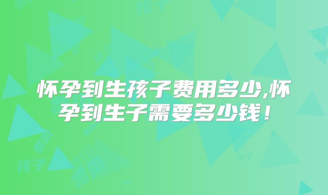 怀孕到生孩子费用多少,怀孕到生子需要多少钱！