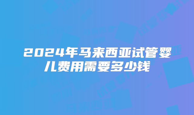 2024年马来西亚试管婴儿费用需要多少钱