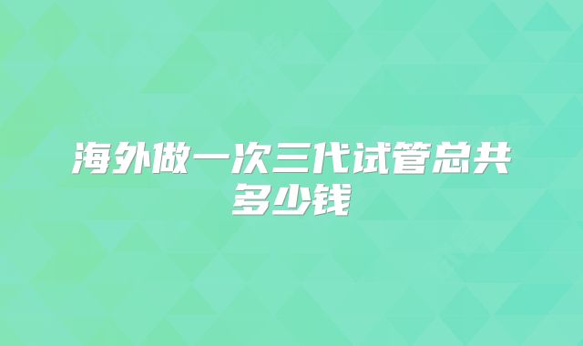 海外做一次三代试管总共多少钱