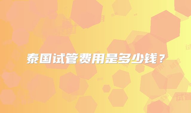 泰国试管费用是多少钱？