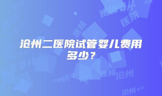 沧州二医院试管婴儿费用多少？