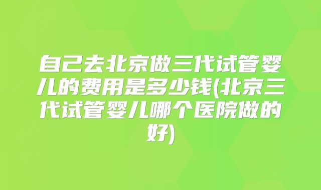 自己去北京做三代试管婴儿的费用是多少钱(北京三代试管婴儿哪个医院做的好)