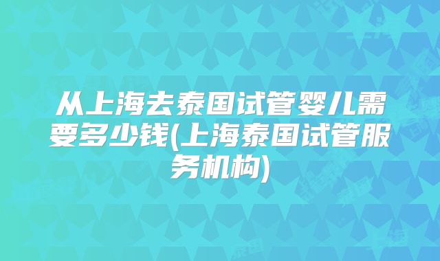 从上海去泰国试管婴儿需要多少钱(上海泰国试管服务机构)