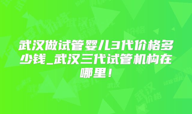 武汉做试管婴儿3代价格多少钱_武汉三代试管机构在哪里！