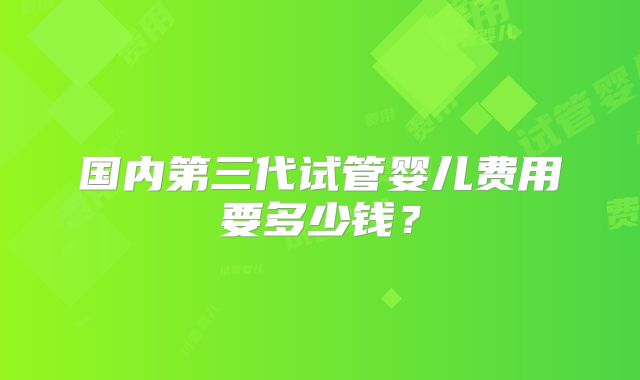 国内第三代试管婴儿费用要多少钱?