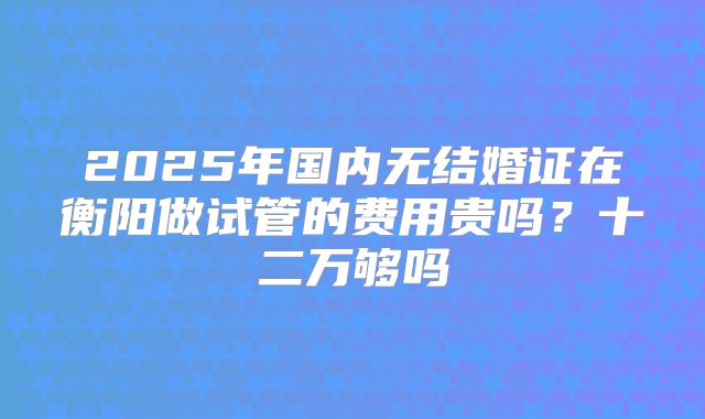 2025年国内无结婚证在衡阳做试管的费用贵吗?十二万够吗