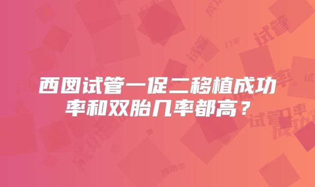 西囡试管一促二移植成功率和双胎几率都高?