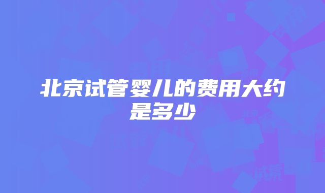 北京试管婴儿的费用大约是多少