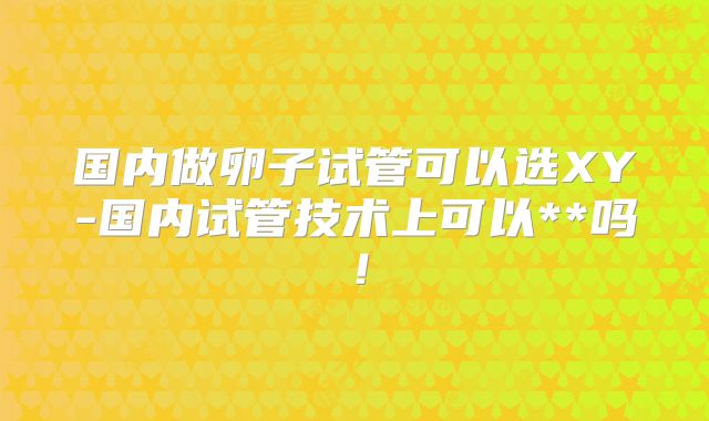 国内做卵子试管可以选XY-国内试管技术上可以**吗!